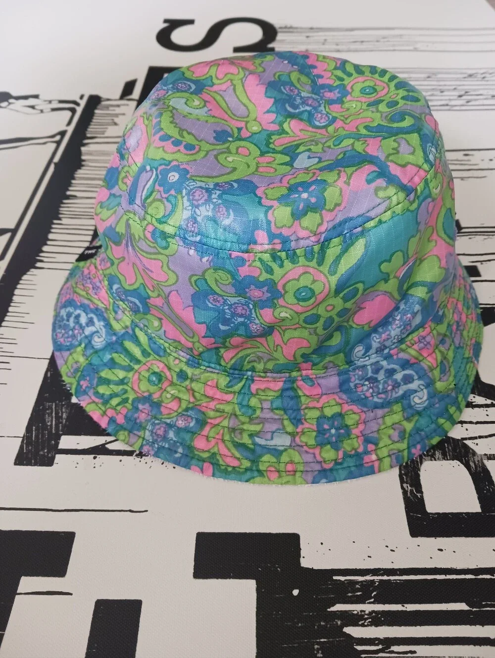 Vintage Marc Jacobs Bucket Hat, One Size, Floral Nylon, and White Terry Cotton